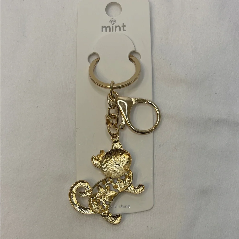 Cat Keychain with Colorful Gems